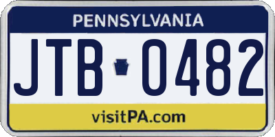PA license plate JTB0482
