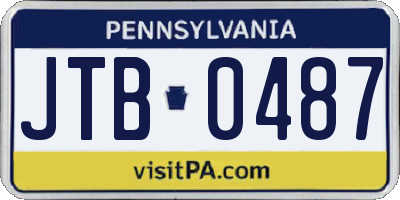 PA license plate JTB0487