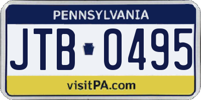 PA license plate JTB0495