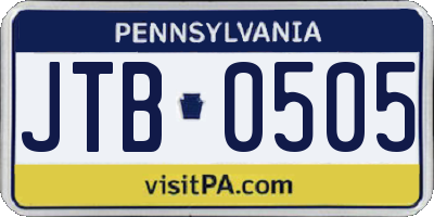 PA license plate JTB0505