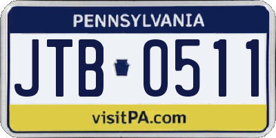 PA license plate JTB0511