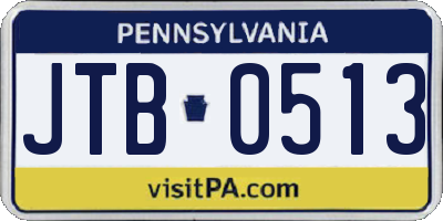 PA license plate JTB0513