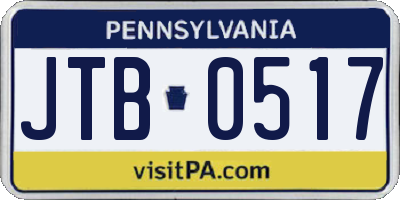 PA license plate JTB0517