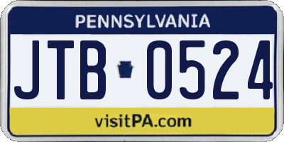 PA license plate JTB0524