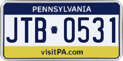PA license plate JTB0531