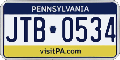 PA license plate JTB0534
