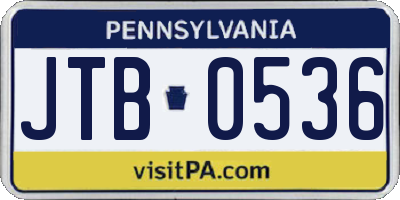 PA license plate JTB0536