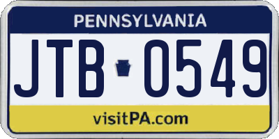 PA license plate JTB0549
