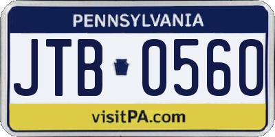 PA license plate JTB0560