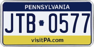 PA license plate JTB0577