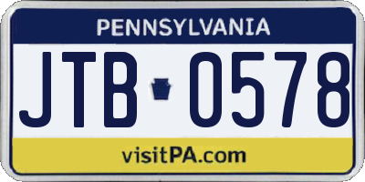 PA license plate JTB0578