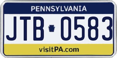 PA license plate JTB0583