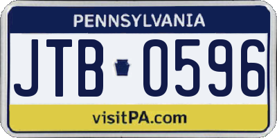 PA license plate JTB0596