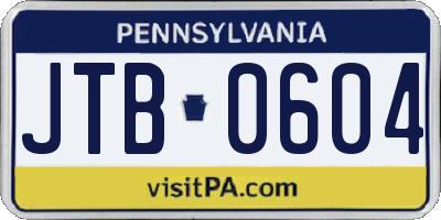 PA license plate JTB0604