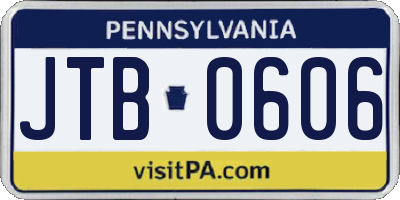 PA license plate JTB0606