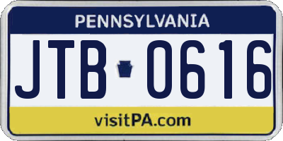 PA license plate JTB0616