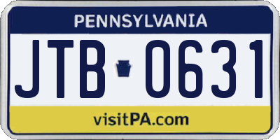 PA license plate JTB0631