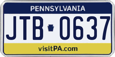 PA license plate JTB0637