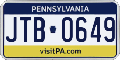 PA license plate JTB0649
