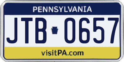 PA license plate JTB0657