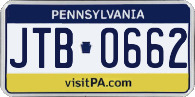 PA license plate JTB0662