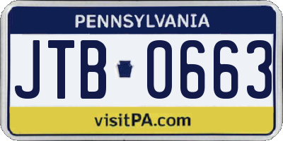 PA license plate JTB0663