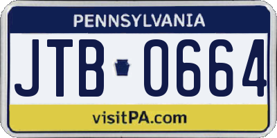 PA license plate JTB0664