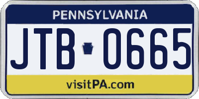 PA license plate JTB0665