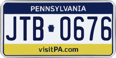 PA license plate JTB0676
