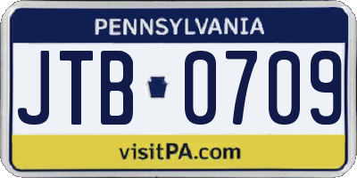 PA license plate JTB0709