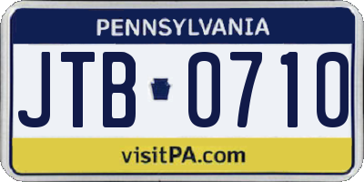 PA license plate JTB0710