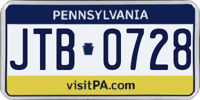 PA license plate JTB0728