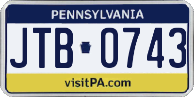 PA license plate JTB0743