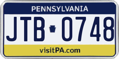 PA license plate JTB0748
