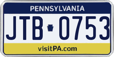 PA license plate JTB0753