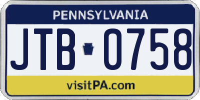 PA license plate JTB0758
