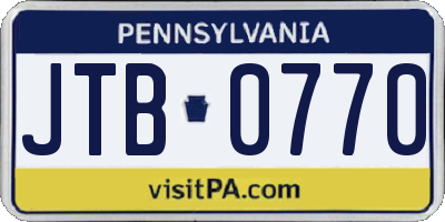 PA license plate JTB0770