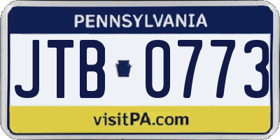 PA license plate JTB0773