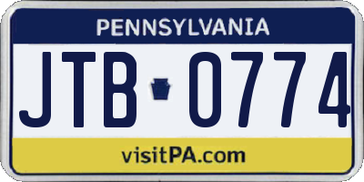 PA license plate JTB0774
