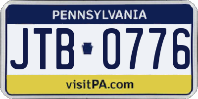 PA license plate JTB0776
