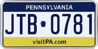 PA license plate JTB0781
