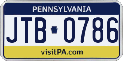 PA license plate JTB0786