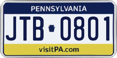 PA license plate JTB0801