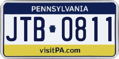 PA license plate JTB0811