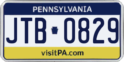 PA license plate JTB0829