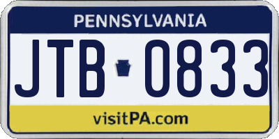 PA license plate JTB0833
