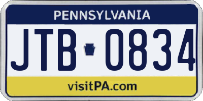 PA license plate JTB0834