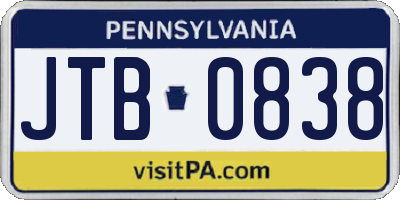 PA license plate JTB0838