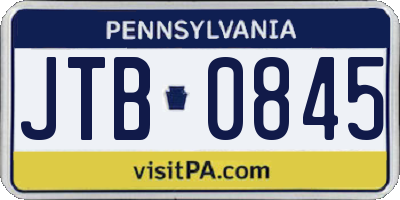 PA license plate JTB0845