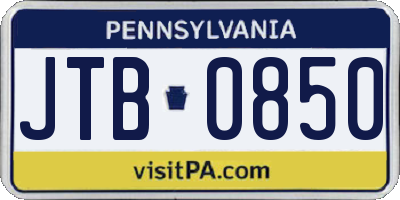 PA license plate JTB0850